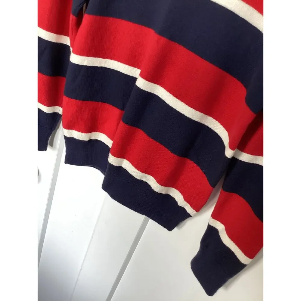 Polo Ralph Lauren Boys Pony Striped Pullover Sweater Red Blue Size Medium(10-12)